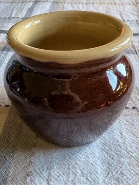 Small Vintage Heinz 57 Crock Mustard Condiment Pot‎ Glazed Brown Cream Pottery
